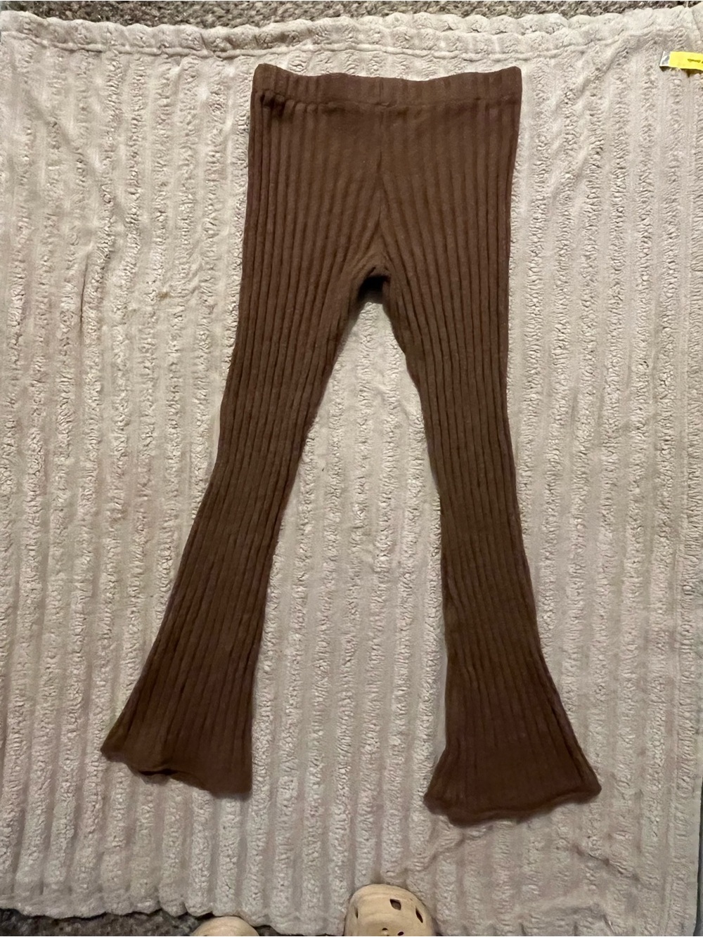 Pink Rose Brown Ribbed Flare Pants - Picture 6 of 6